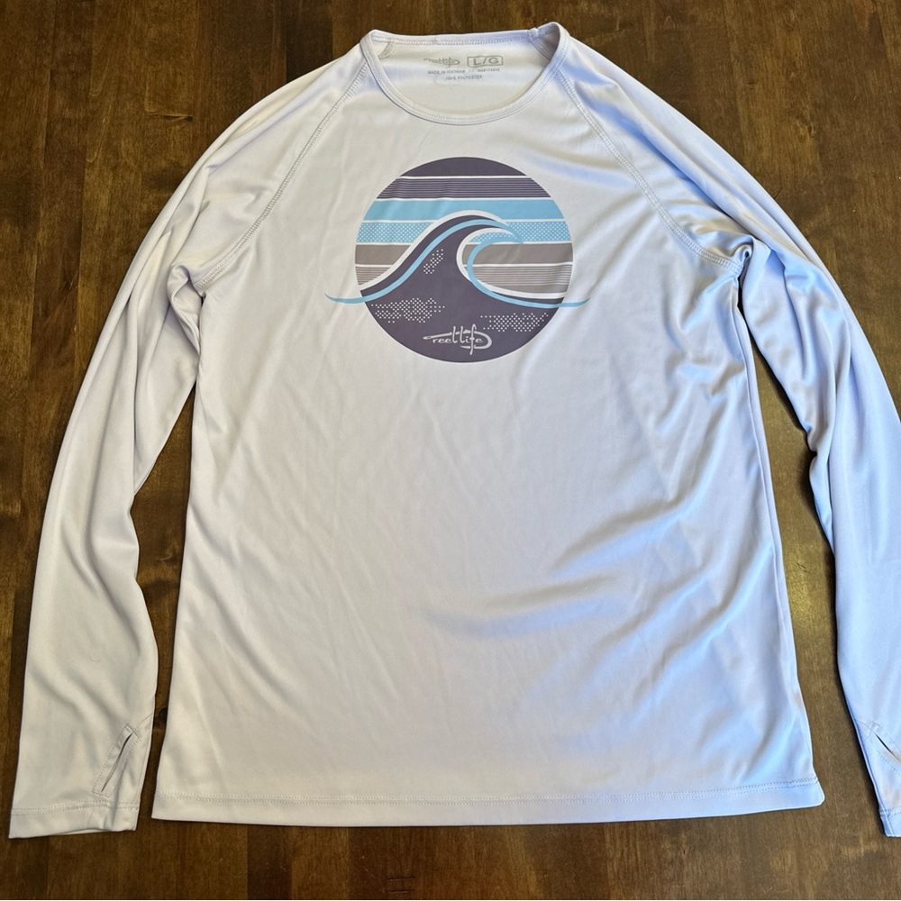 Reel Life Large Light Purple Outdoor Long Sleeve Shirt UV Protective Sun Beach
